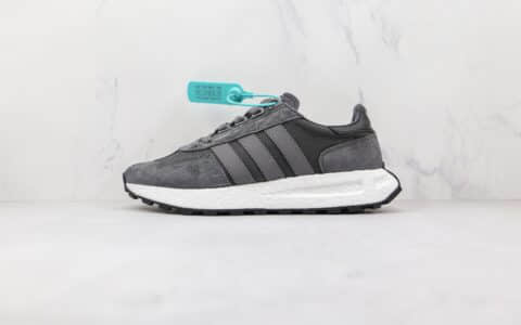 阿迪达斯Adidas RETROPY E5纯原版本黑灰色三叶草厚底爆米花跑鞋原楦头纸板打造 货号：GW2217