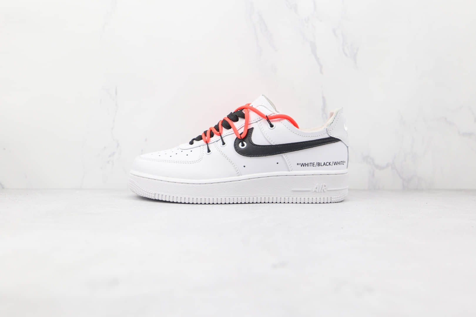 耐克Nike Air Force 1 Low纯原版本低帮空军一号OW联名款白黑红色板鞋内置气垫 货号：DH2920-111