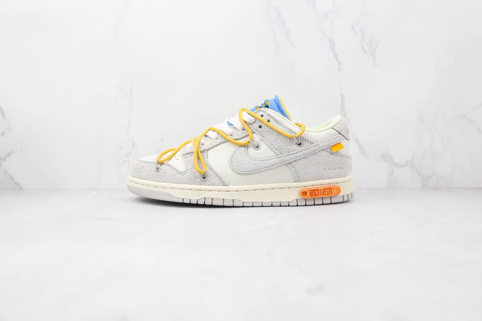 耐克Nike Dunk Low 50 x Off-White联名款纯原版本低帮SB DUNK麂皮灰白黄色橙色标板鞋原盒原标 货号：DJ0950-102