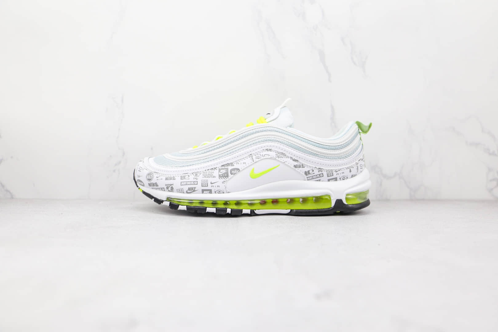 耐克Nike Air Max 97 Reflective Logo纯原版本白绿色印花字幕子弹头max97气垫鞋原档案数据开发 货号：DH0006-100