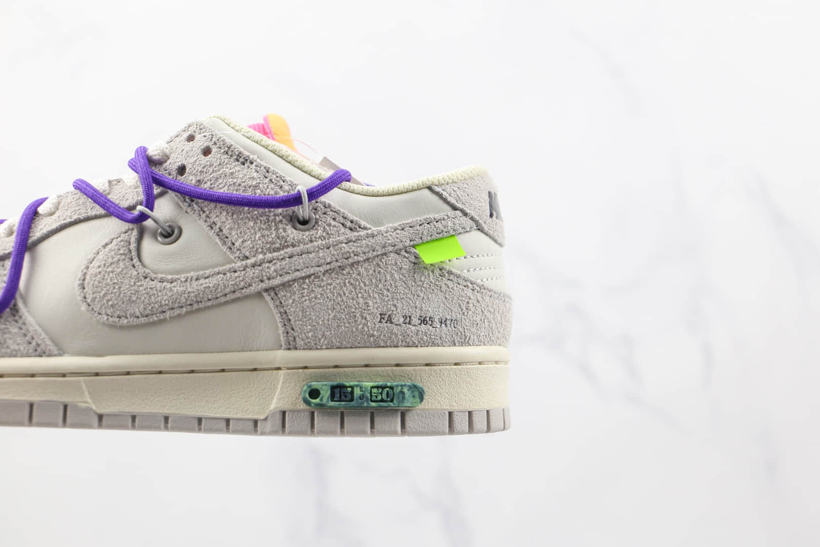 耐克Nike Dunk Low 50 x Off-White联名款纯原版本麂皮灰白紫色绿标板鞋原楦头纸板打造 货号：DJ0950-101
