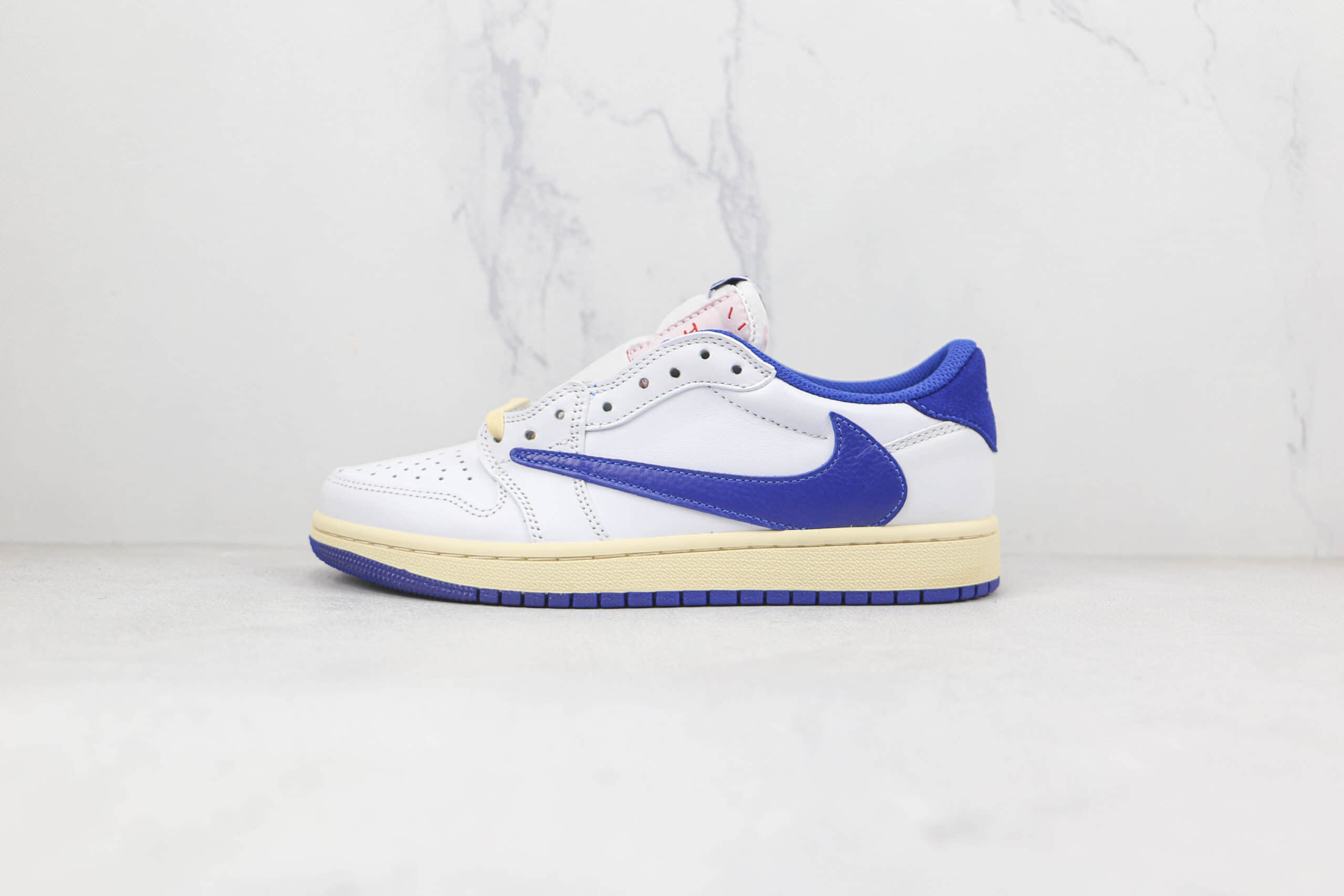 乔丹Air Jordan 1 Low OG SP White Blue x Travis Scott联名款纯原版本低帮AJ1白蓝倒勾板鞋原档案数据开发 货号：DM9868-218