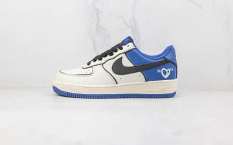 耐克Nike Air Force 1 07 Low纯原版本低帮空军一号白蓝爱心跳动的心配色板鞋内置气垫 货号：AL2236-300