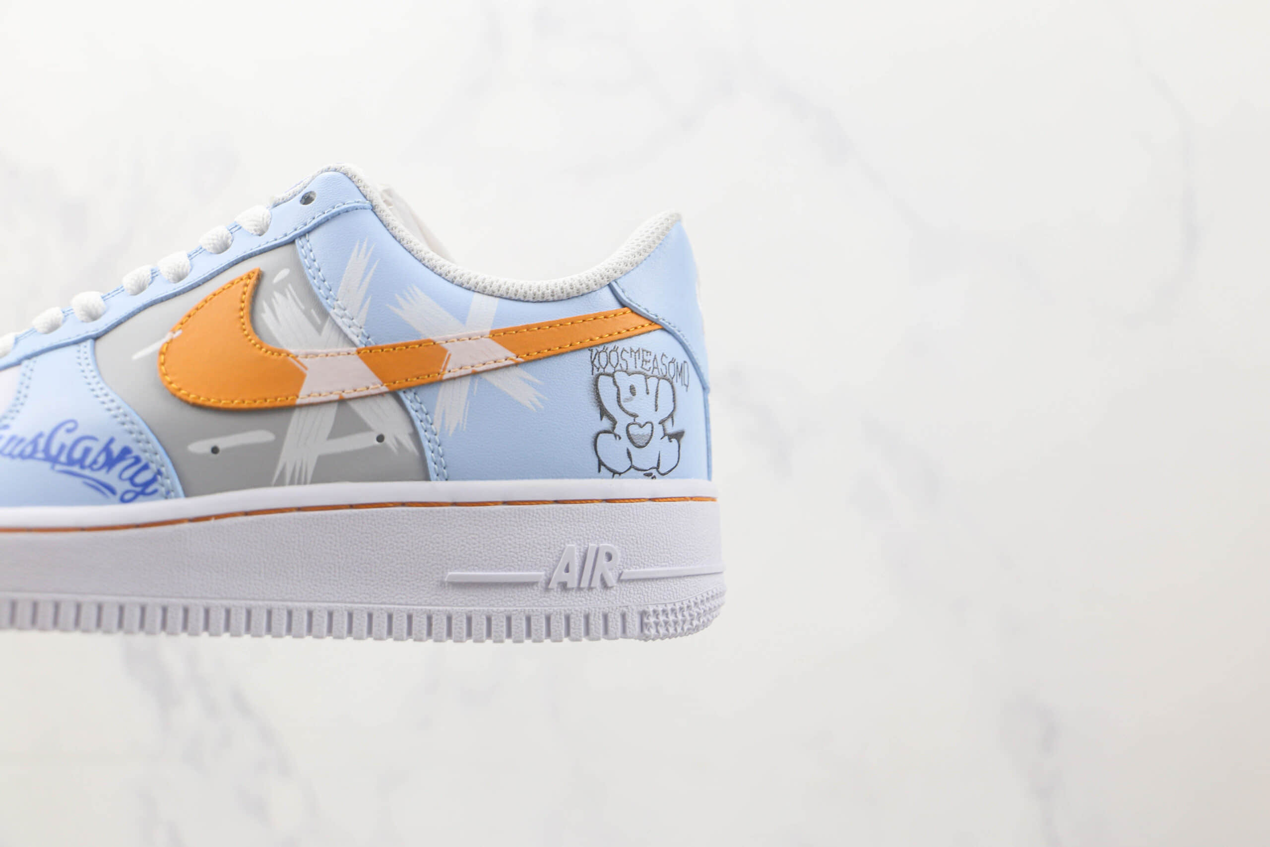 耐克Nike Air Force1 07纯原版本低帮空军一号定制款圣诞夜小熊灰蓝色板鞋 耐克空军一号定制款 货号：CW2288-669