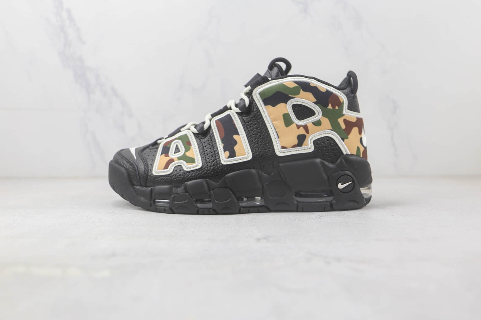 耐克Nike Air More Uptempo皮蓬大R军绿篮球鞋 莆田天花板皮蓬篮球鞋系列 货号：CJ6122-001