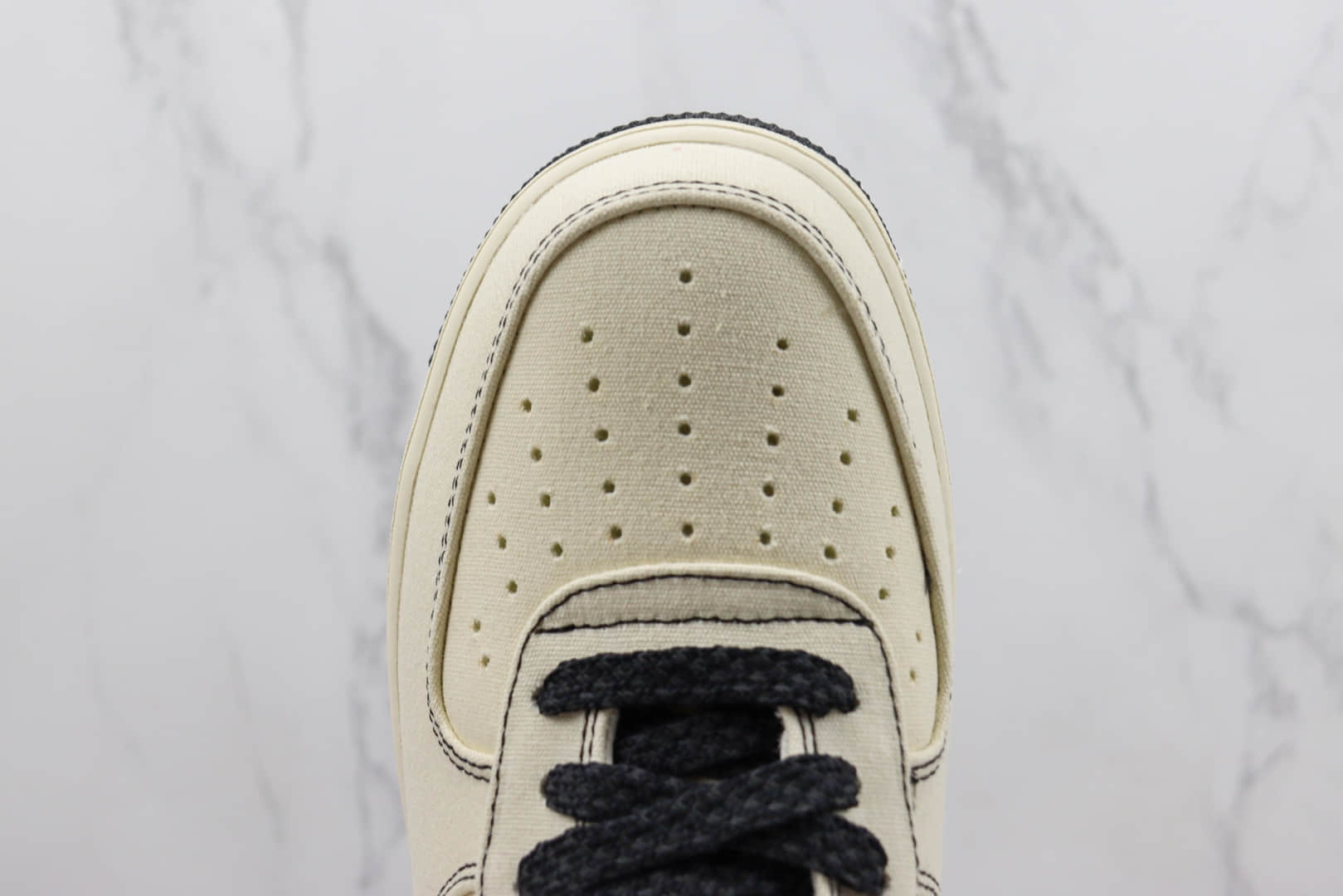耐克Nike Air Force 1'07 Low纯原版本低帮空军一号米黑布面板鞋 莆田耐克货源 货号：TQ1456-288