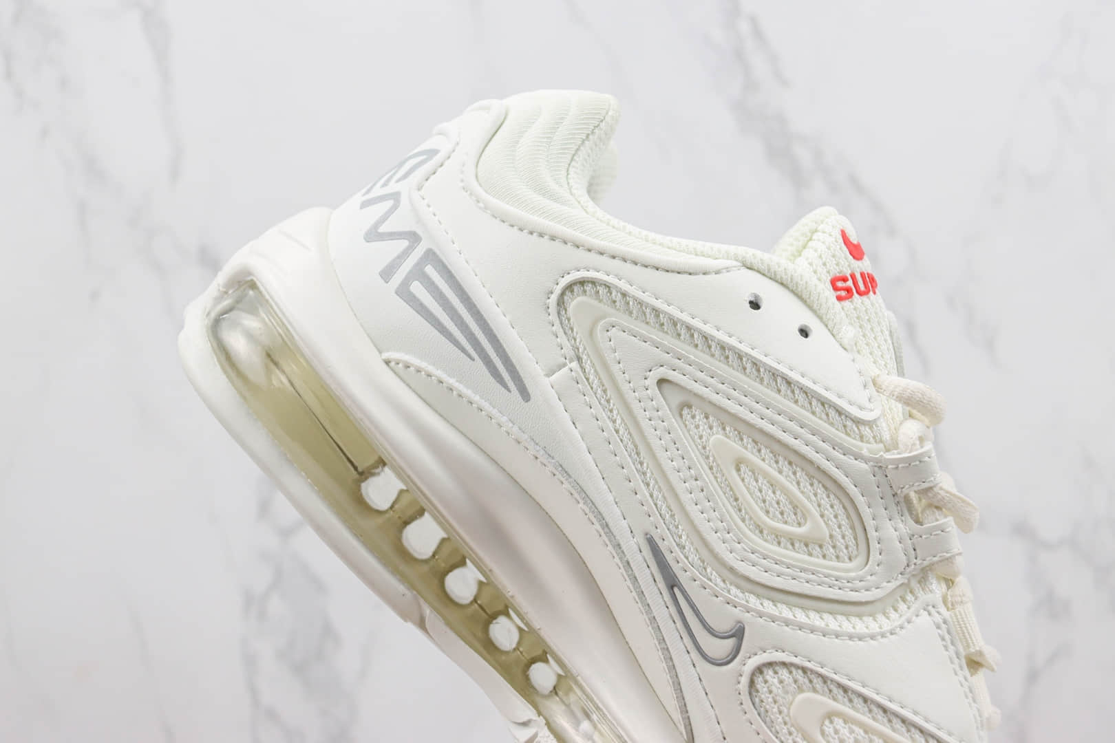 耐克Supreme x Nike Air Max 98 TL纯原版本Supreme联名Max98白色全掌气垫跑鞋 莆田耐克工厂 货号：DR1033-100
