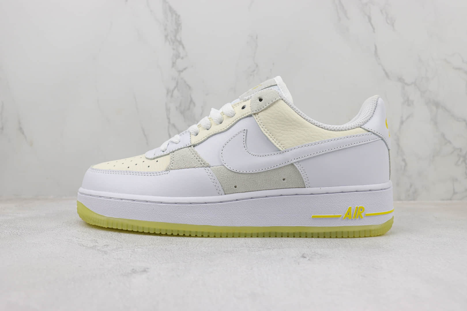 耐克Nike Air Force 1 Low纯原版本空军一号低帮奶油白黄拼接板鞋 莆田天花板AF1 货号：FQ0709-100