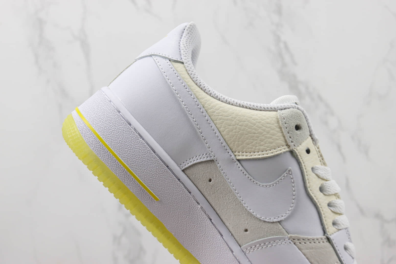 耐克Nike Air Force 1 Low纯原版本空军一号低帮奶油白黄拼接板鞋 莆田天花板AF1 货号：FQ0709-100