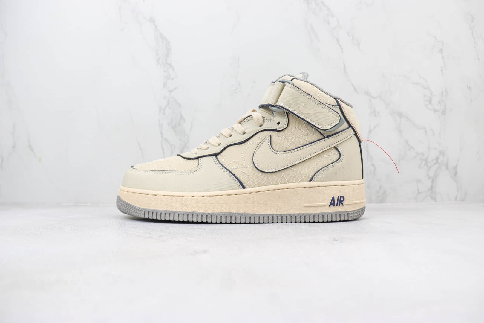 耐克Nike Air Force 1 Mid纯原版本中帮空军一号AF1浅棕星星缝线帆布板鞋 莆田耐克工厂 货号：DZ5367-219