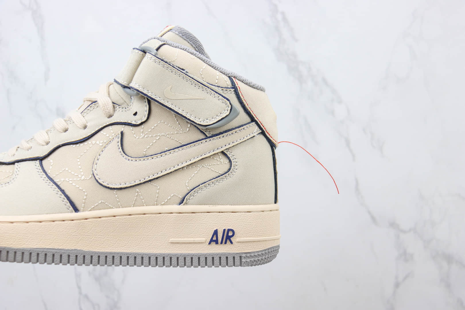 耐克Nike Air Force 1 Mid纯原版本中帮空军一号AF1浅棕星星缝线帆布板鞋 莆田耐克工厂 货号：DZ5367-219