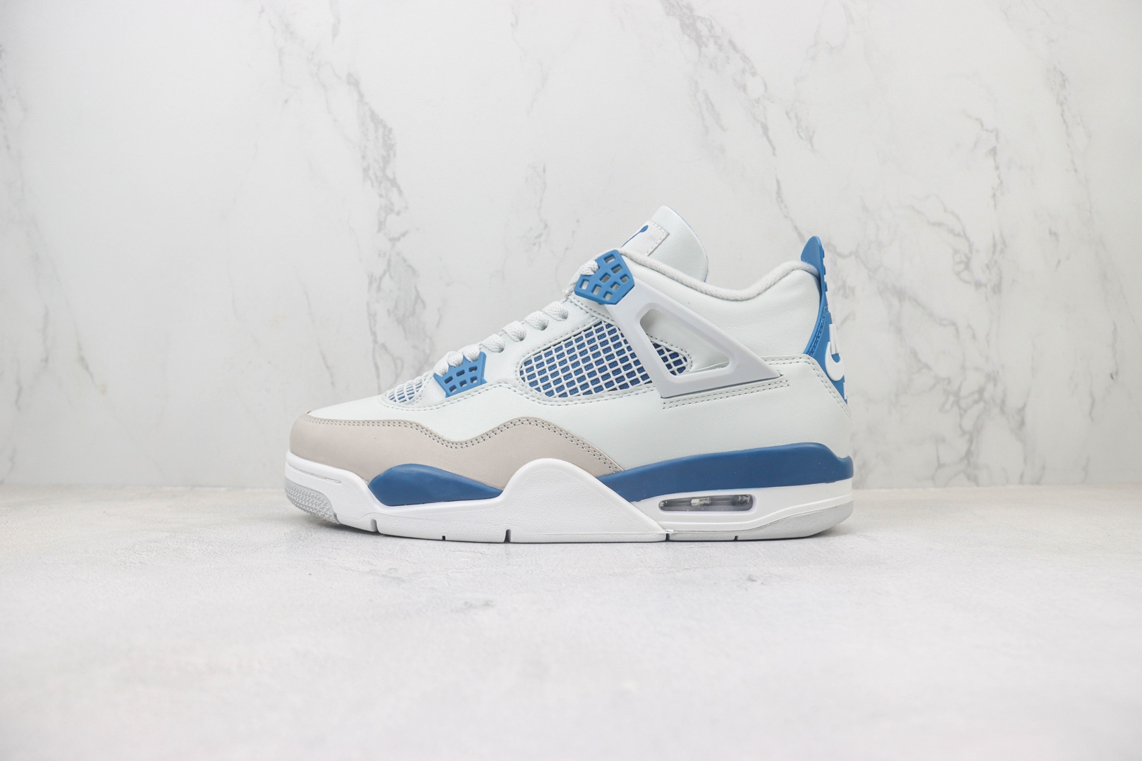 乔丹Air Jordan 4 “Military Blue”纯原版本元年AJ4白蓝灰篮球鞋 莆田复刻鞋货源 货号：FV5029-141