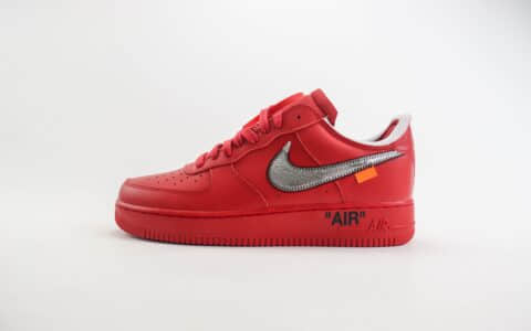 耐克Off White x Nike Air Force 1‘07 Low纯原版本OW联名空军一号AF1大红色解构板鞋 莆田耐克工厂 货号：AO4297-600