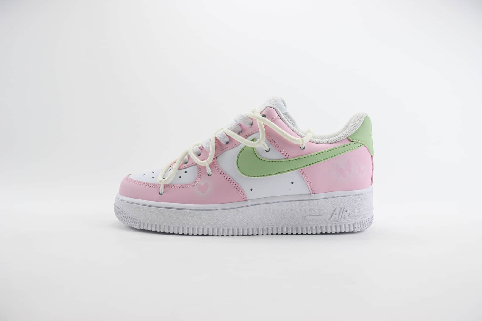 耐克Nike Air Force 1 Low纯原版本空军一号AF1白绿粉解构绑带板鞋 莆田耐克货源 货号：VV1998-013
