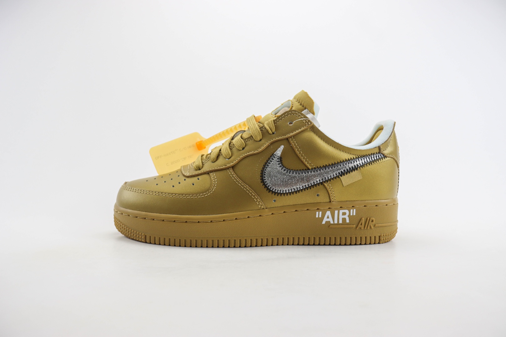 耐克Off-White x Nike Air Force 1纯原版本空军一号OW联名AF1金色艺术馆板鞋 莆田耐克批发 货号：AO4297-800