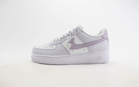 耐克Nike Air Force 1纯原版本低帮空军一号白灰紫色情人节签名款板鞋 莆田空军一号货源 货号：DY8899-004