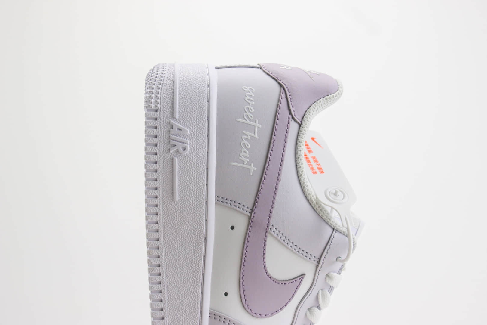 耐克Nike Air Force 1纯原版本低帮空军一号白灰紫色情人节签名款板鞋 莆田空军一号货源 货号：DY8899-004