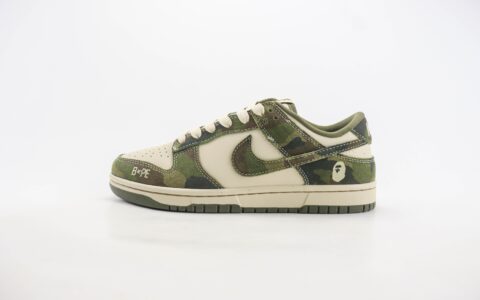 耐克BAPE x Nike SB Dunk Low纯原版本猿人头联名SB Dunk丛林迷彩滑板板鞋 莆田耐克批发 货号：CH6336-230