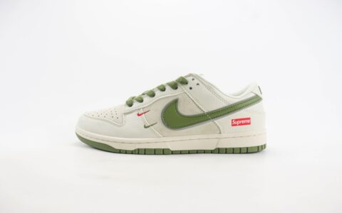 耐克Supreme x Nike SB Dunk Low纯原版本低帮SB Dunk白绿双小勾板鞋 莆田耐克货源 货号：XX2025-689